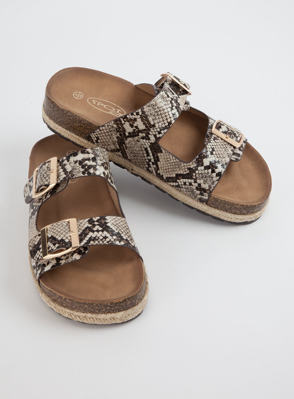 leopard print double buckle sandals