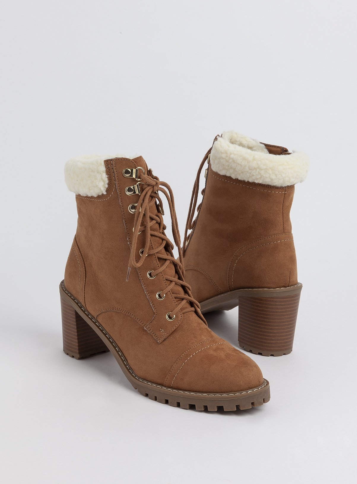 tan lace up boots with heel