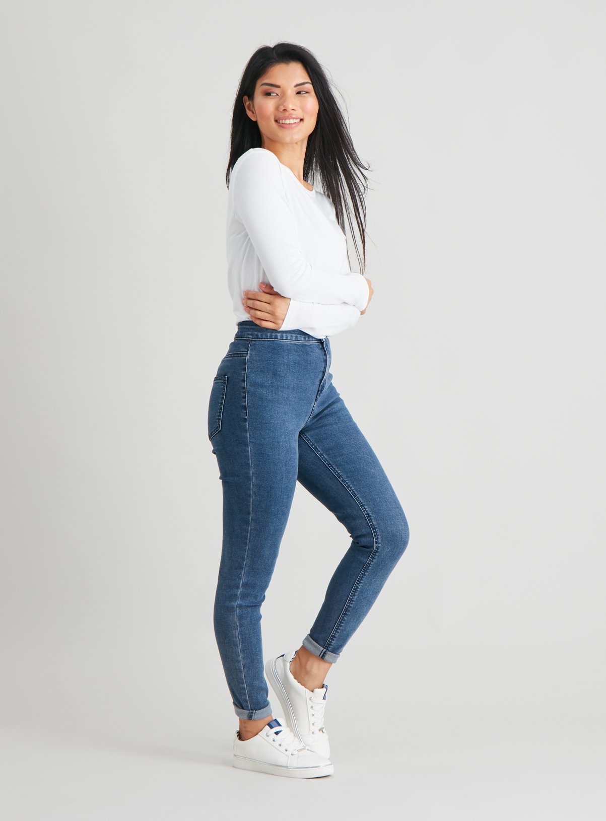 petite dark blue skinny jeans