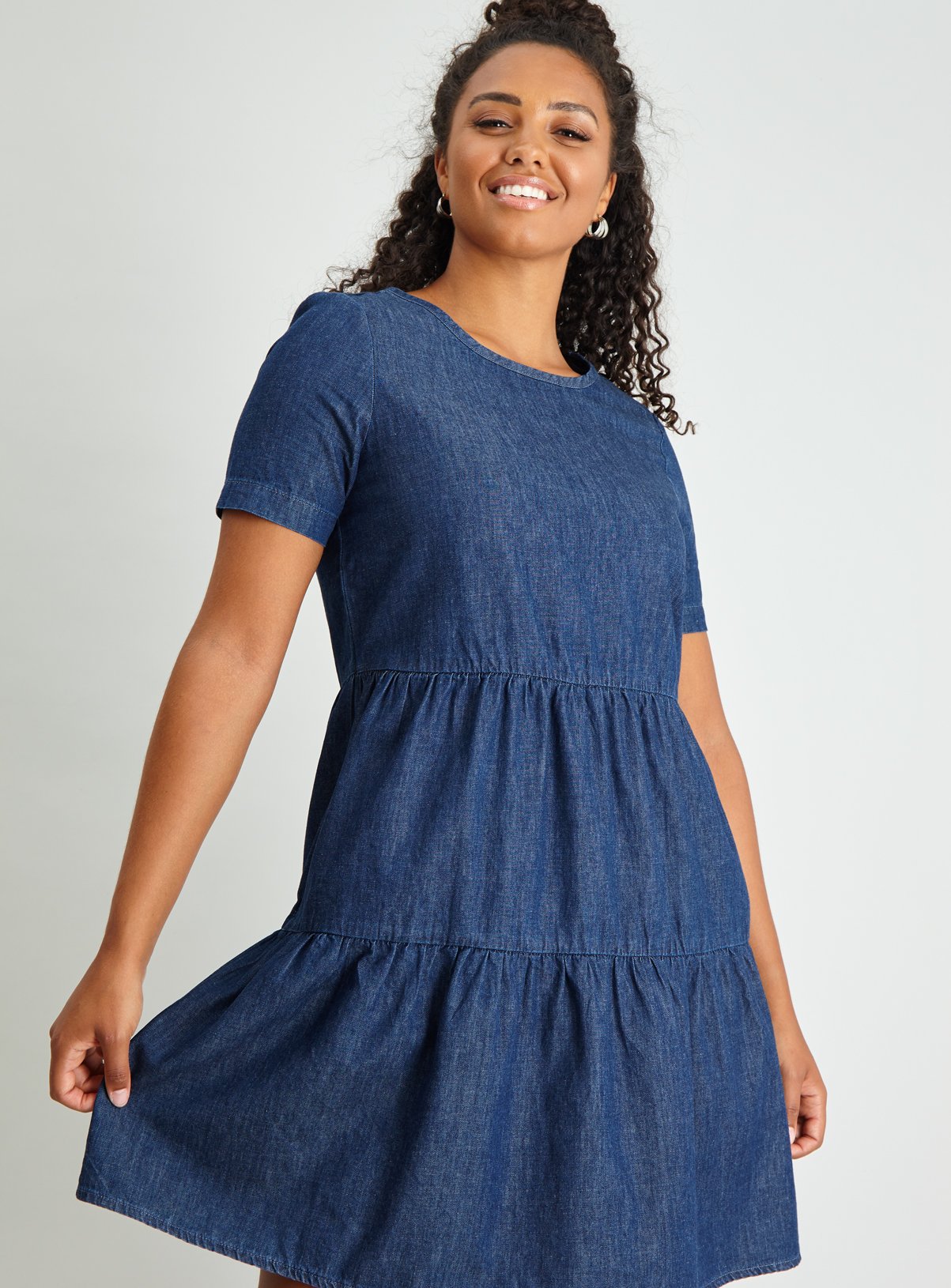 Blue Denim Tiered Smock Dress Review