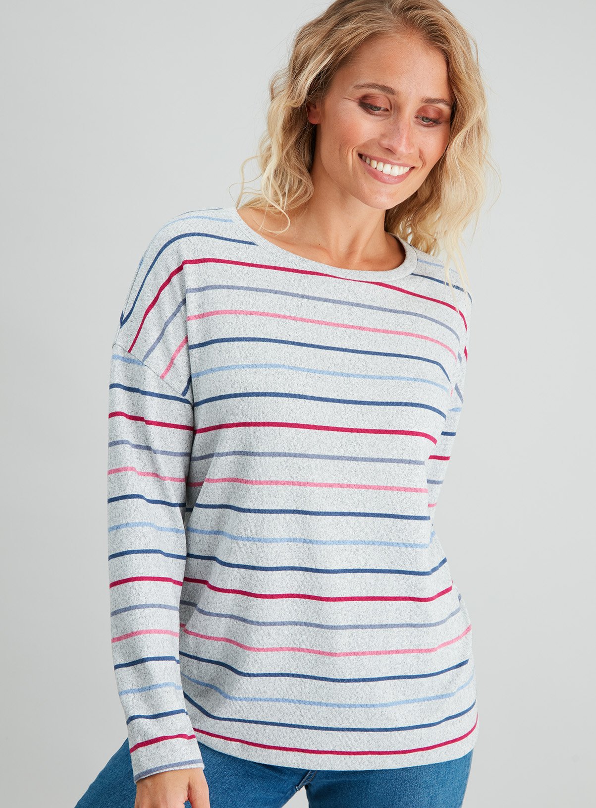 Rainbow Stripe Knit Look Top Review