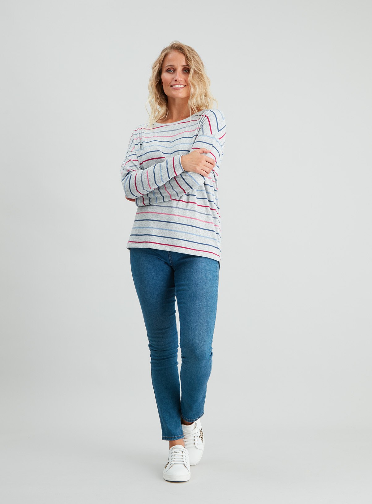 Rainbow Stripe Knit Look Top Review