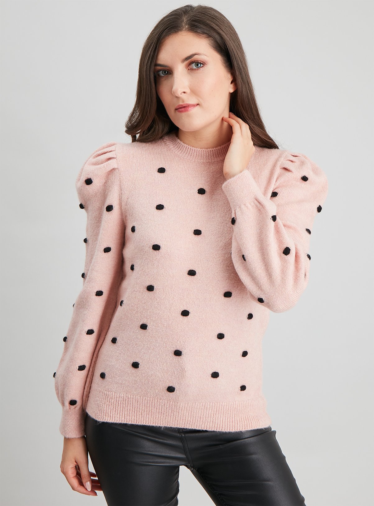 Pink Contrast Bobble Puff Sleeve Jumper Review