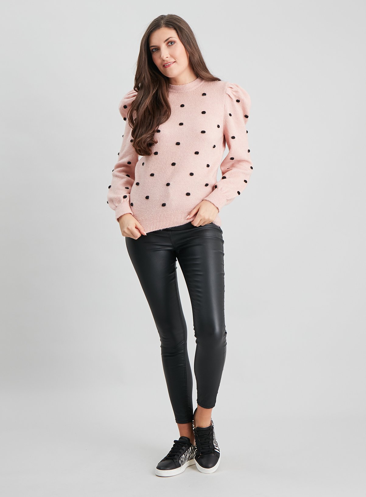 Pink Contrast Bobble Puff Sleeve Jumper Review