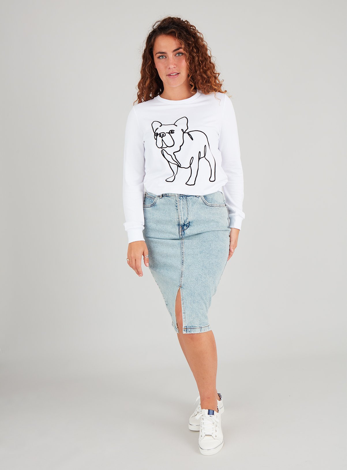 White Frenchie Flocked Sweatshirt Review