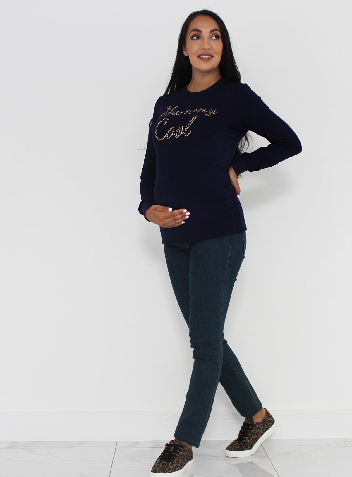 Maternity Navy Animal Print Slogan Sweatshirt Review