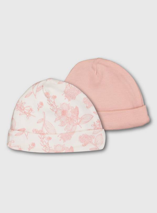 Floral Print Premature Baby Hat 2 Pack - 3lbs - 1.4kg