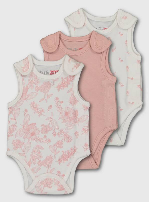 Pink Floral Premature Bodysuit 3 Pack - 2lbs - 0.9kg