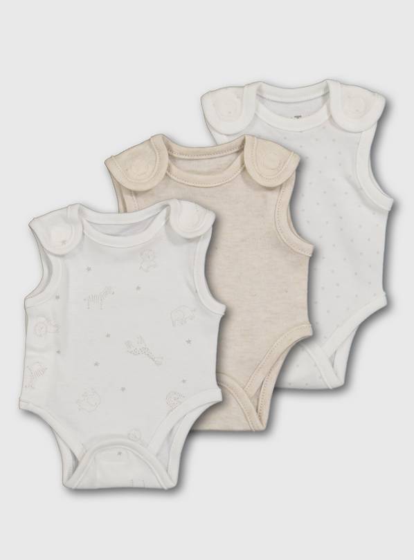 White Premature Baby Bodysuits 3 Pack - 3lbs - 1.4kg