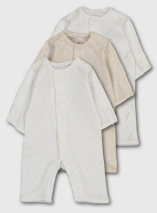 White Print Premature Sleepsuit 3 Pack - 2lbs - 0.9kg