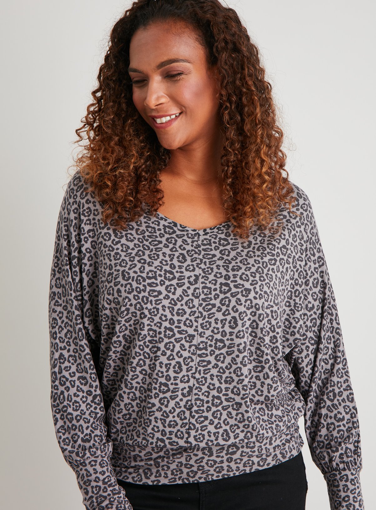 leopard print batwing top