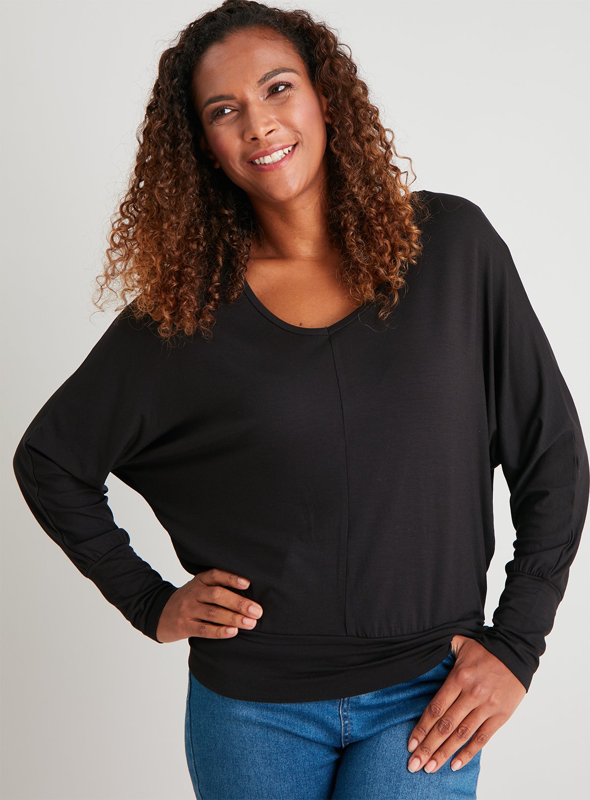 black batwing top