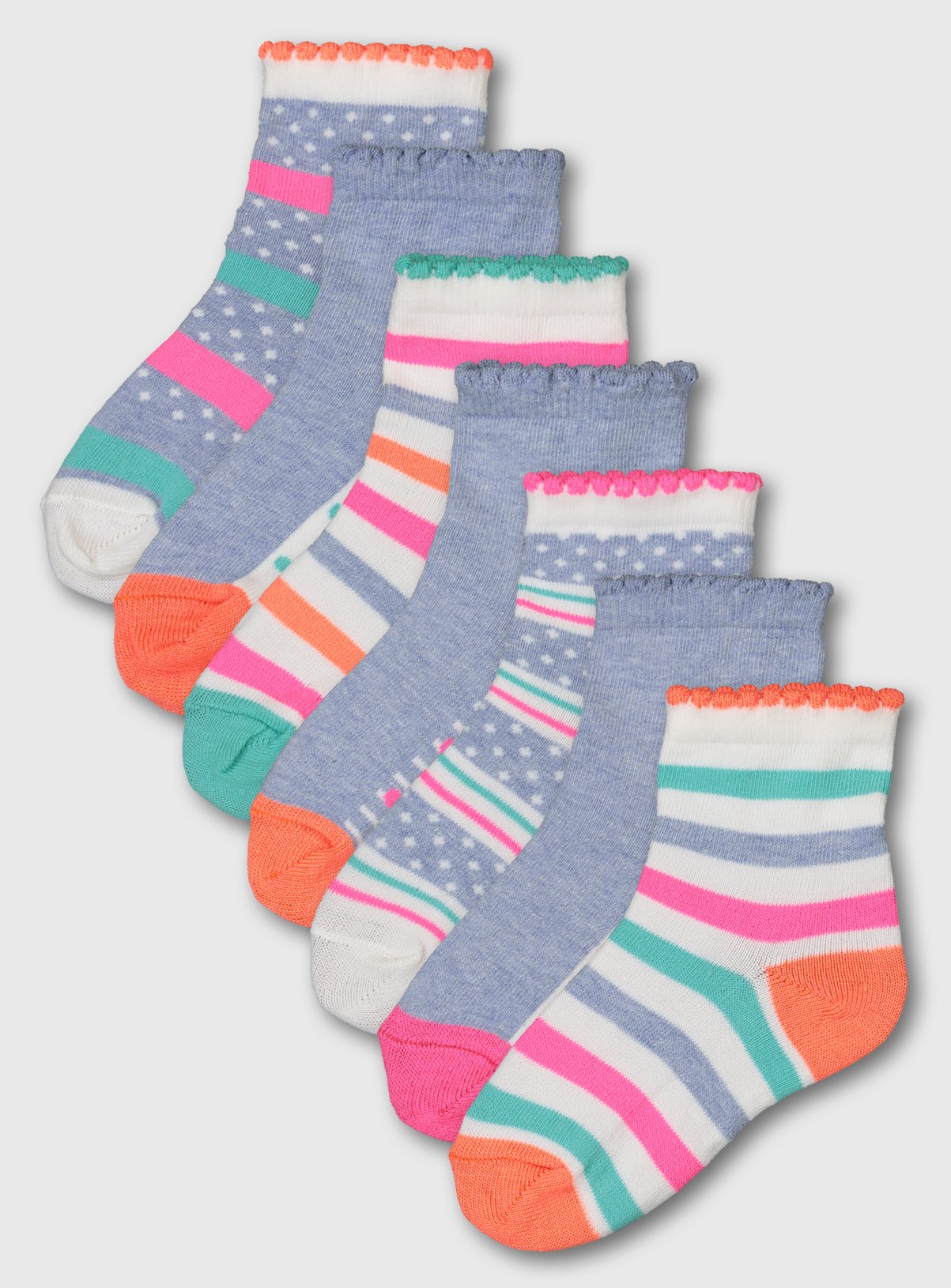 Neon Stripe & Spot Ankle Socks 7 Pack Review