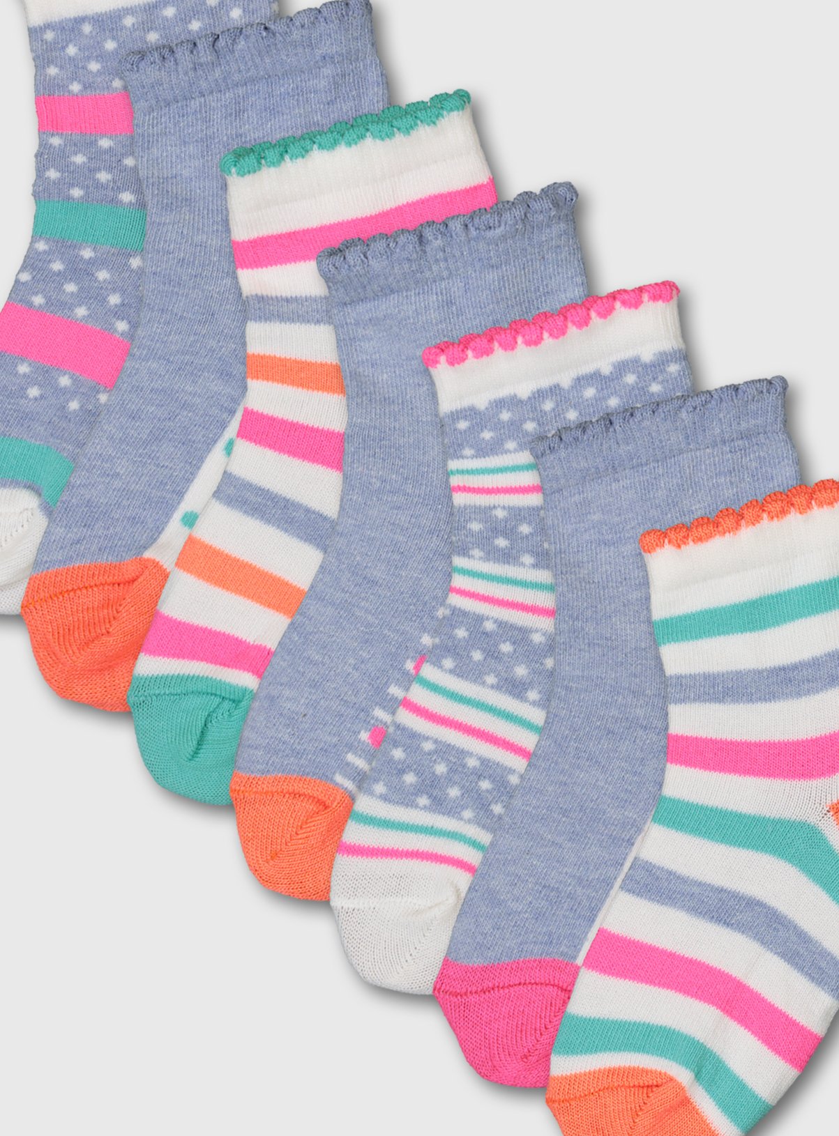 Neon Stripe & Spot Ankle Socks 7 Pack Review