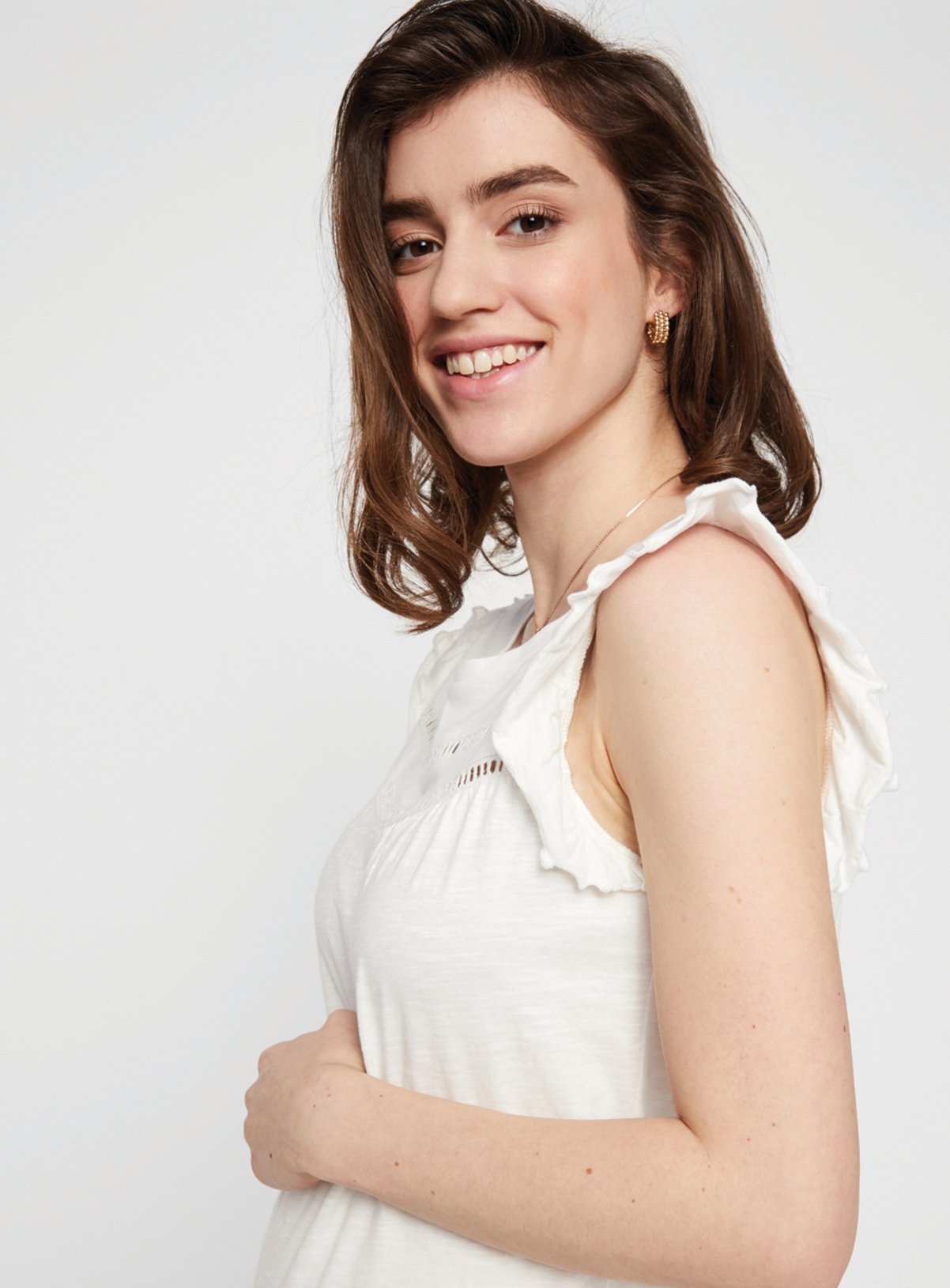 White Jersey Frill Cap Sleeve Maternity Top Review