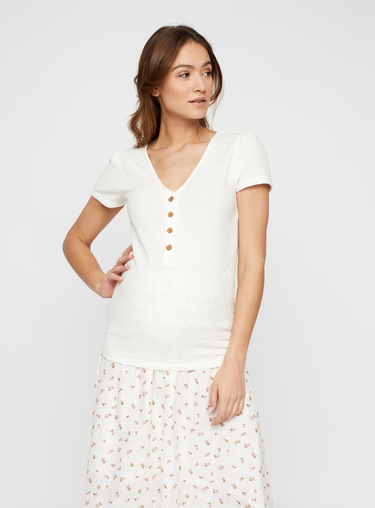 White Button Front 2-In-1 Maternity Top Review