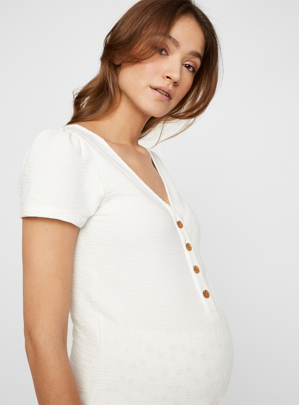 White Button Front 2-In-1 Maternity Top Review