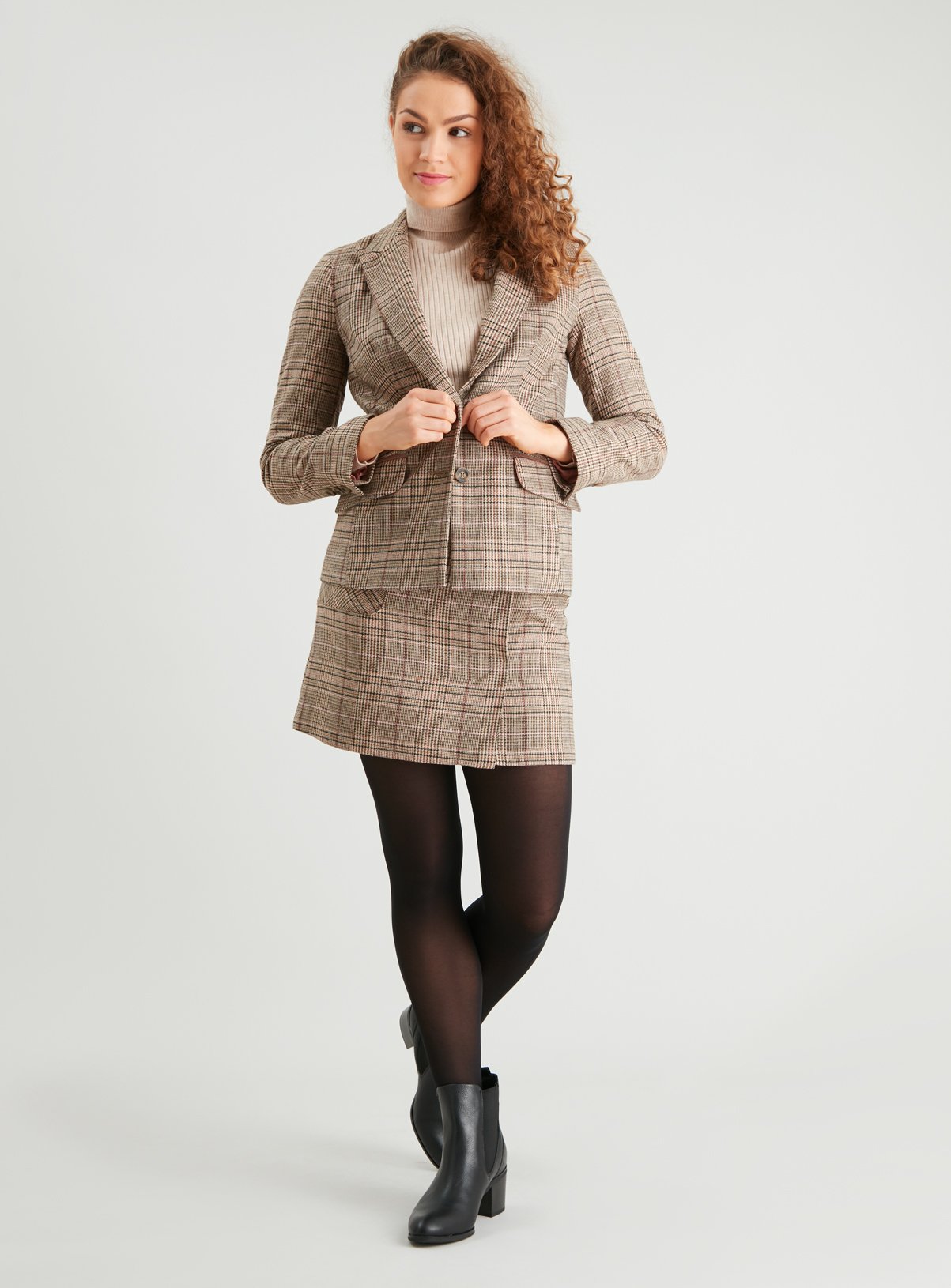 Brown & Pink Check A-Line Skirt Review