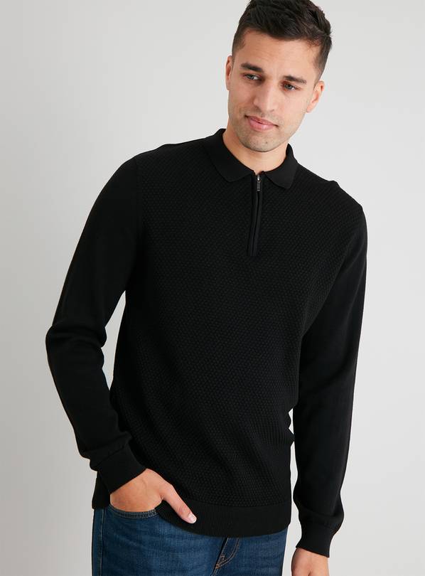 Buy Black Textured Half Zip Jumper Xxl Sweatshirts Argos