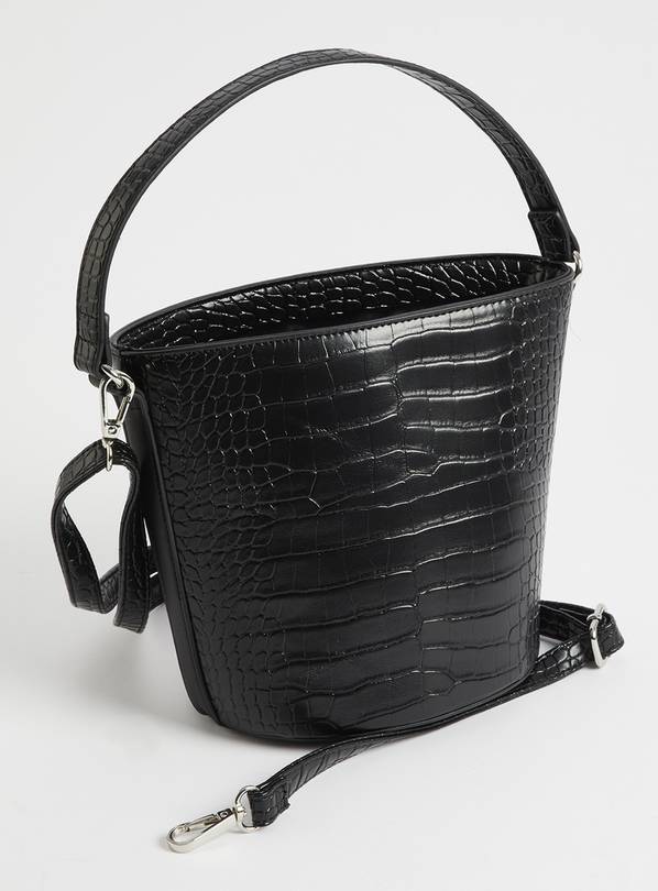 Download Buy Black Mock Croc Bucket Bag - One Size | Accessories ...