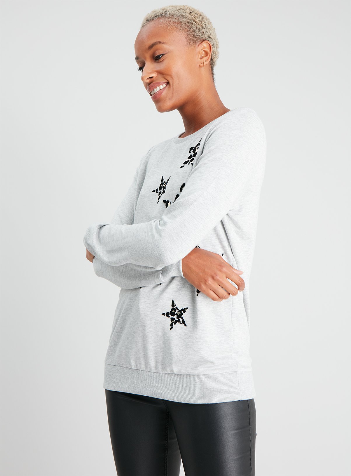 Grey Flock Leopard Trailing Star Sweatshirt Review