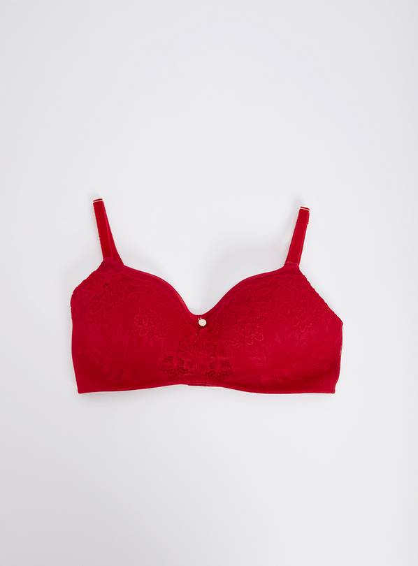 Red Luxury Lace Balcony Cup Bra - 38C