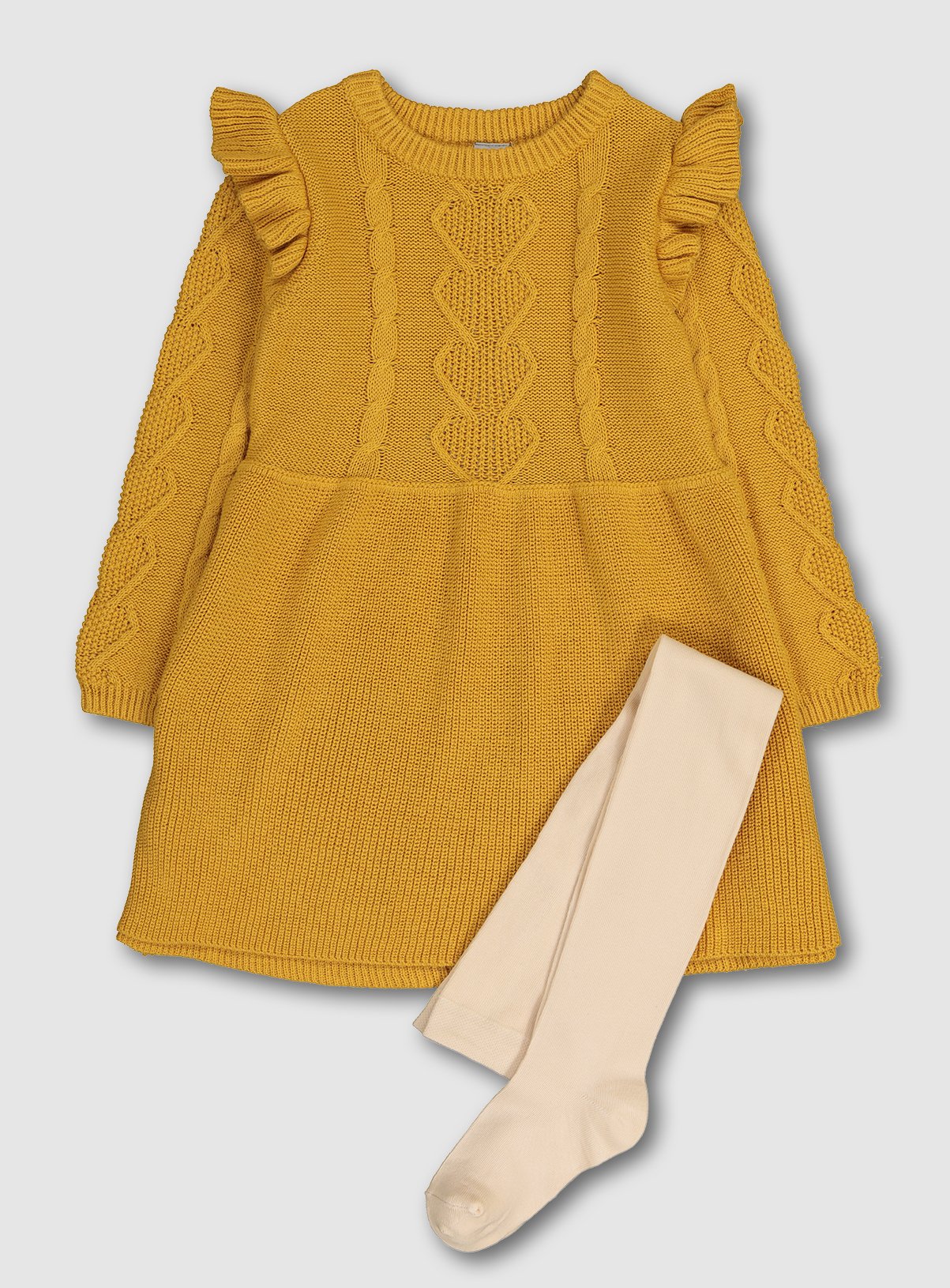 mustard yellow knitted dress