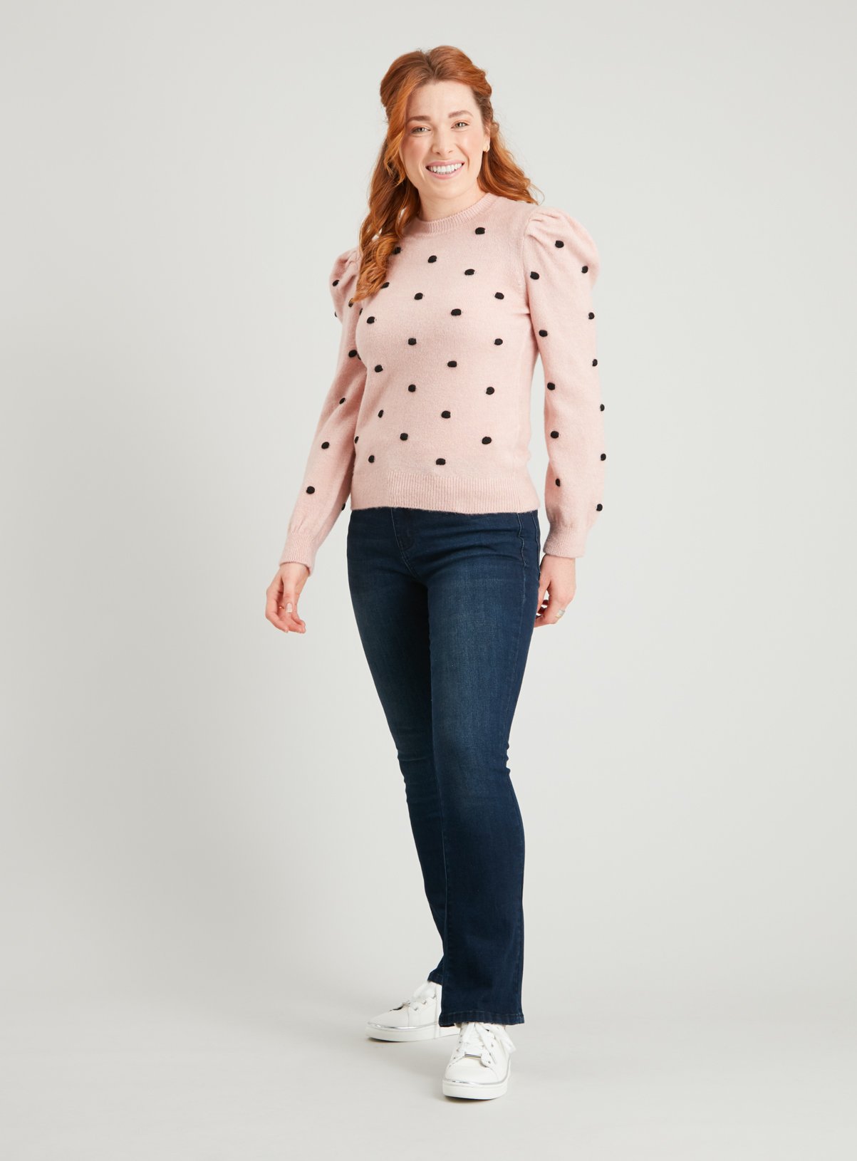 PETITE Pink Contrast Bobble Puff Sleeve Jumper Review