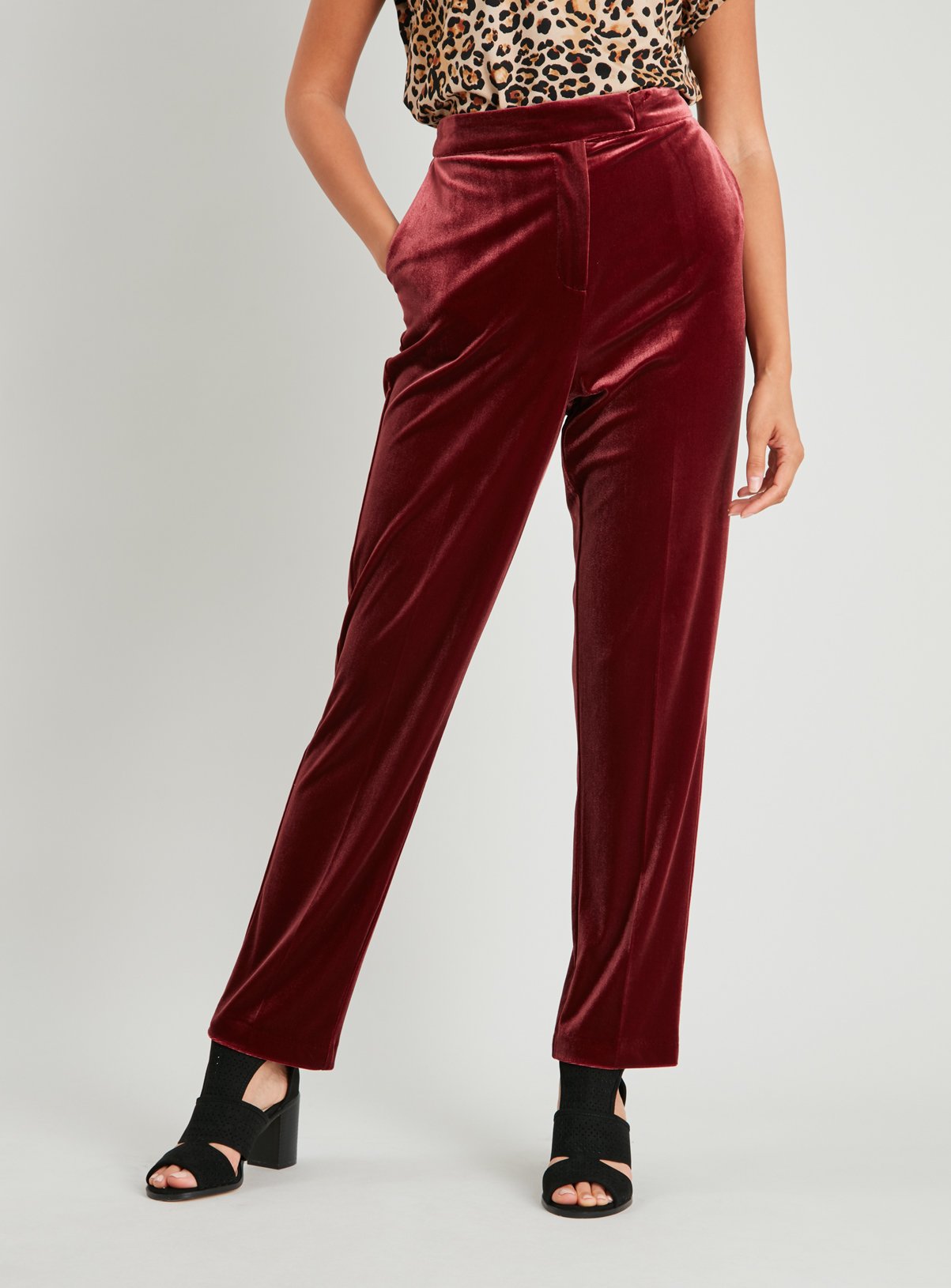 red velvet pants womens