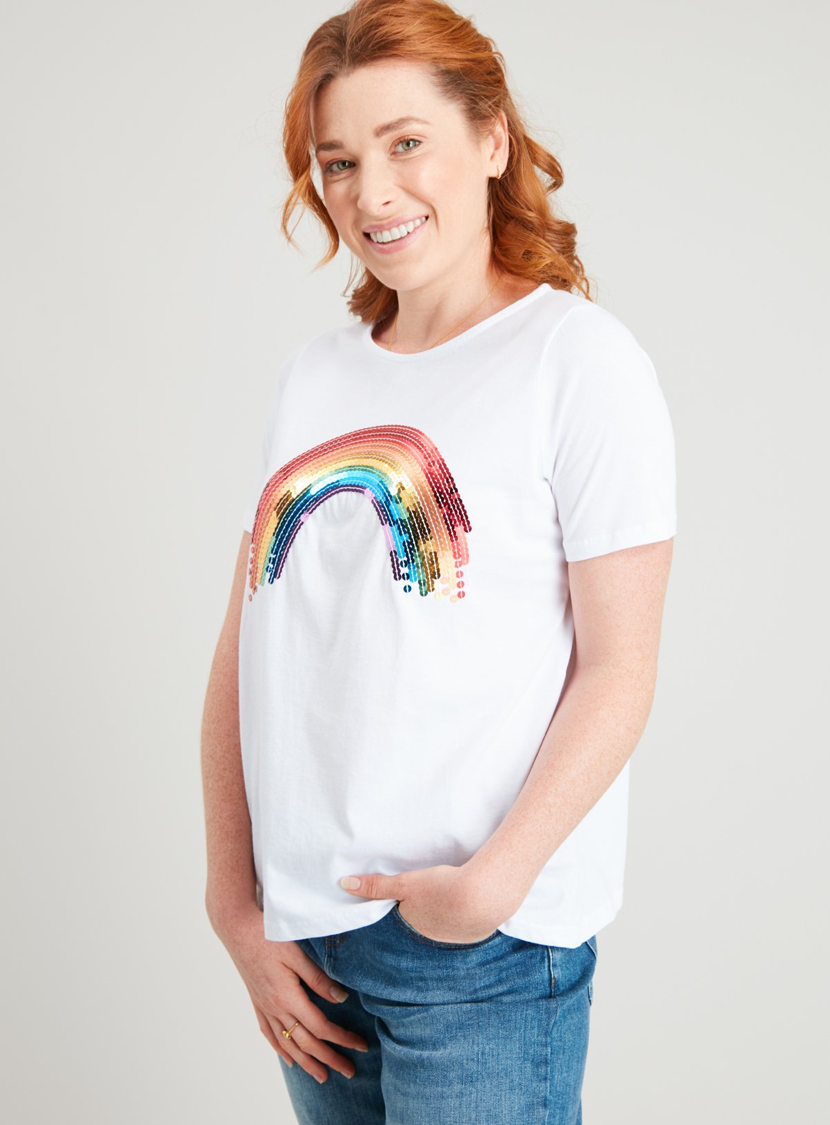 PETITE White Rainbow Sequin T-Shirt Review