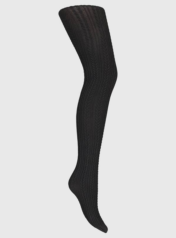 Women's Black Cable Knit Tights