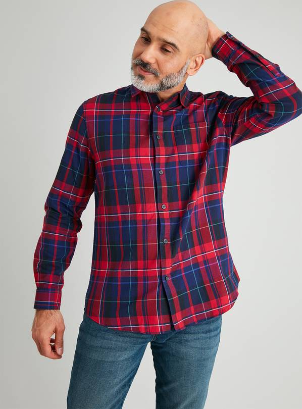 Red & Navy Tartan Regular Fit Shirt - S