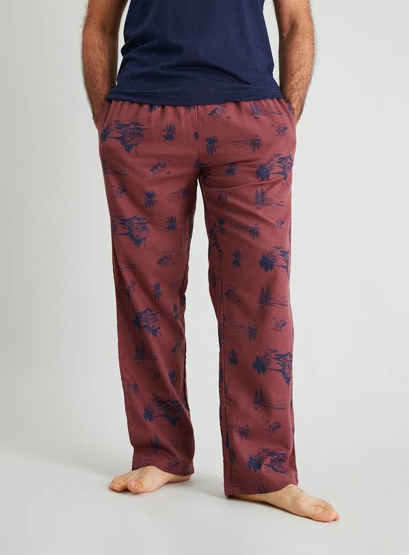 Woodland Print & Check Flannel Loungewear Bottoms 2 Pack - L