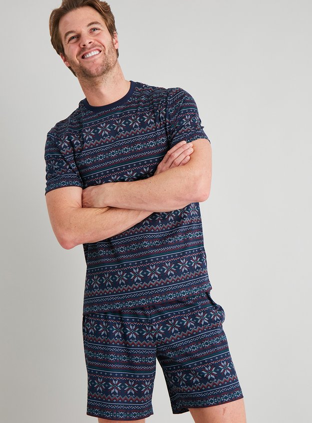 Menswear Christmas Fair Isle Print Shortie Pyjamas Tu Clothing