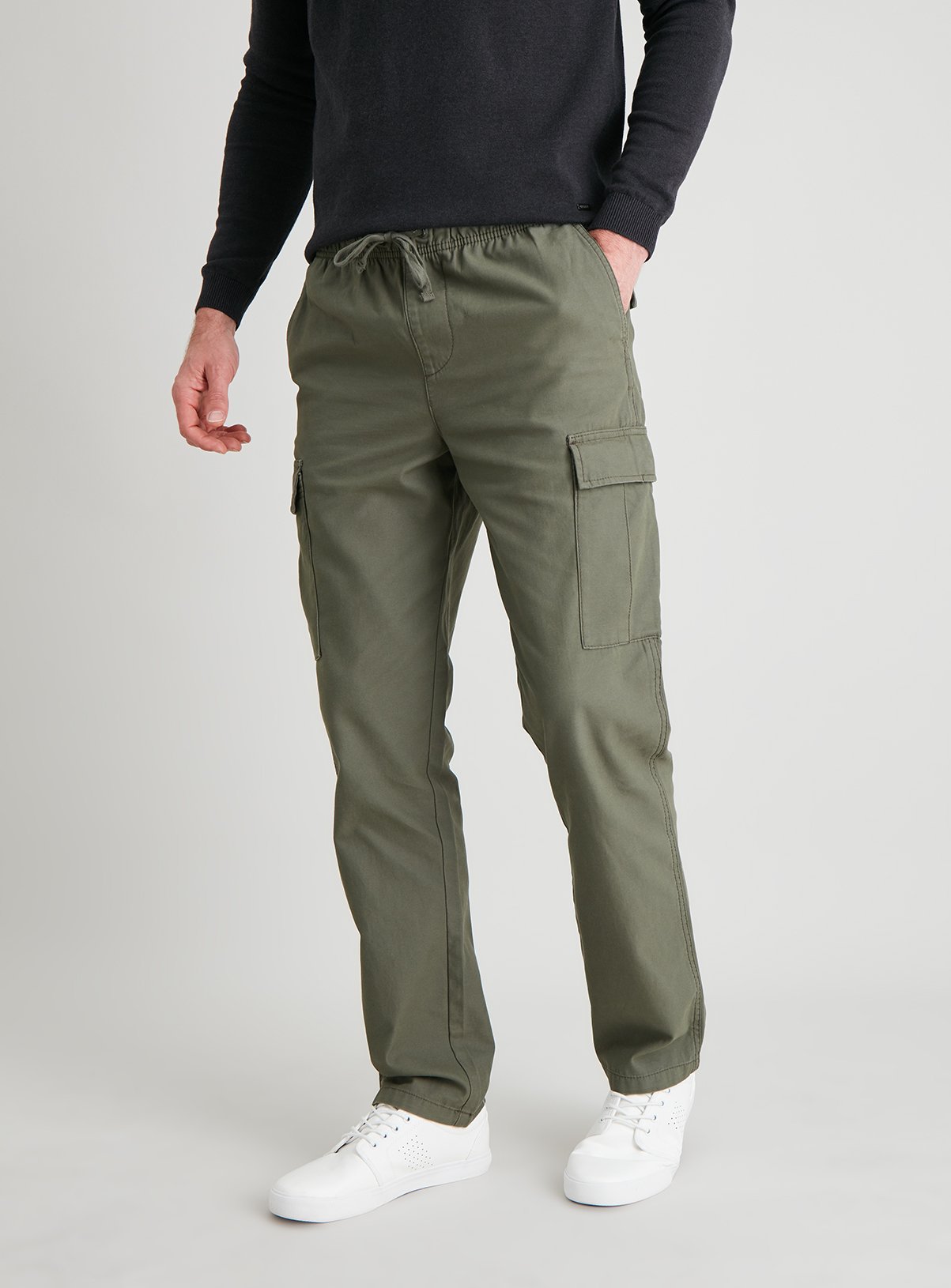 khaki wide leg cargo pants