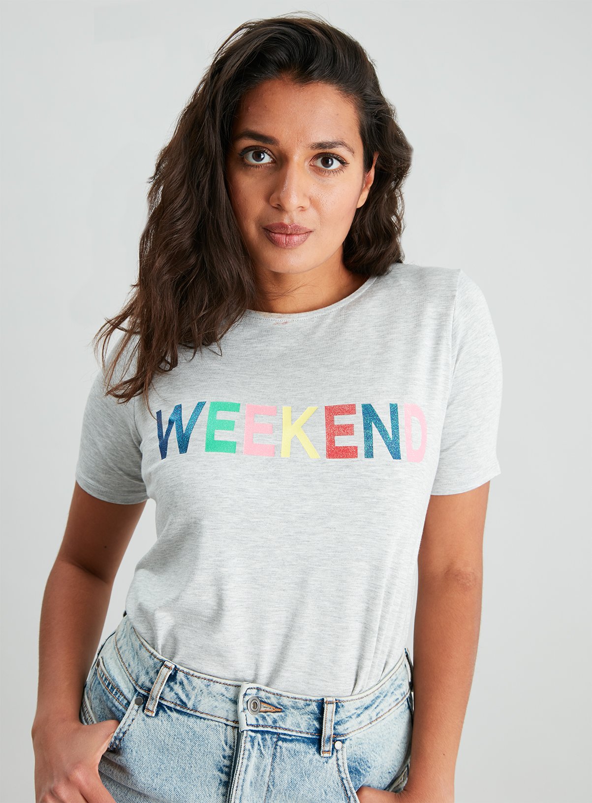 Grey Marl Rainbow 'Weekend' Slogan T-Shirt Review