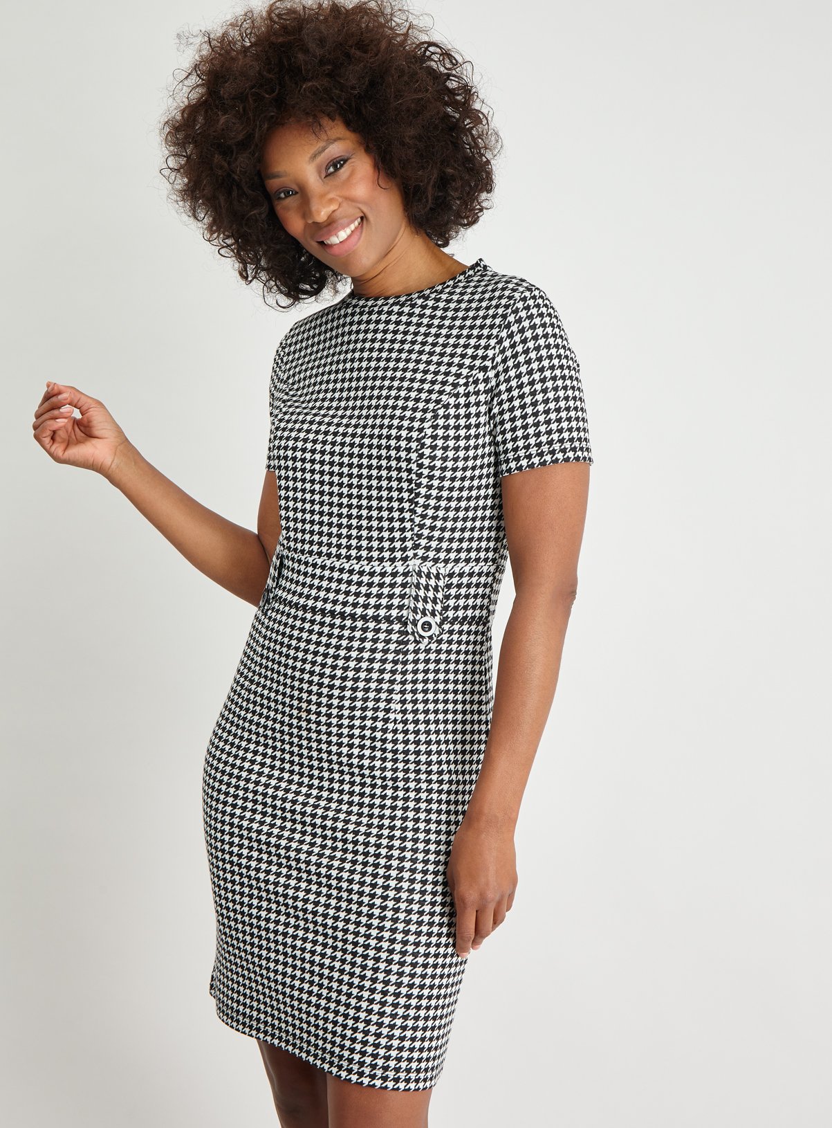 dogtooth shift dress