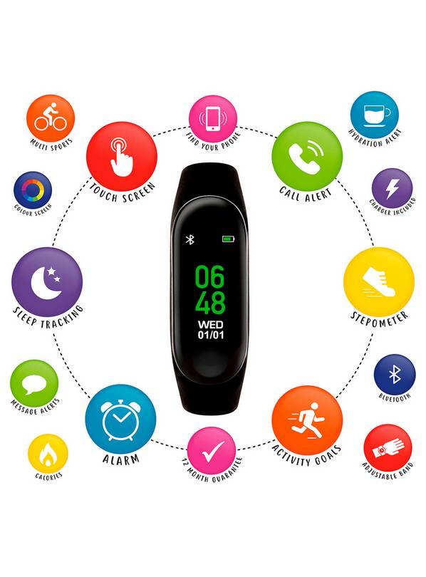 Buy TIKKERS Black Smart Activity Tracker Watch One Size null Tu