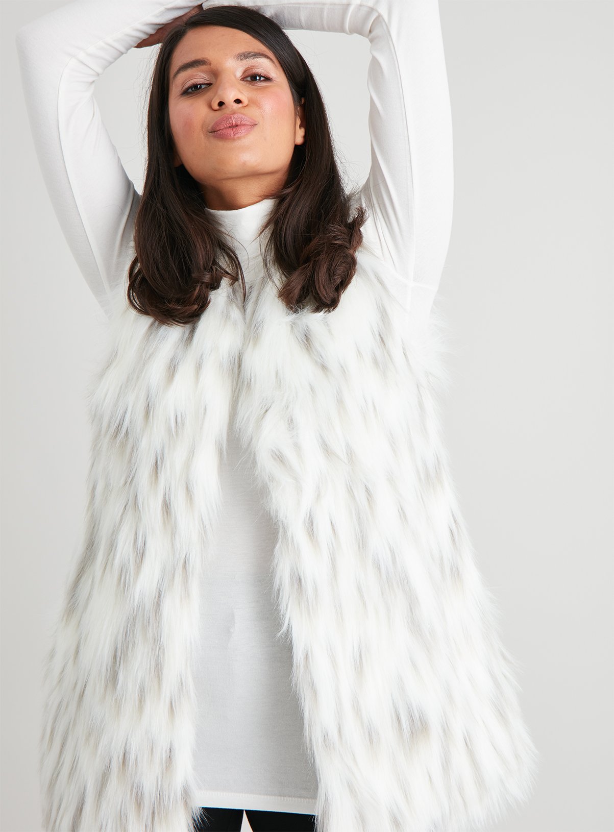 white fur gilet