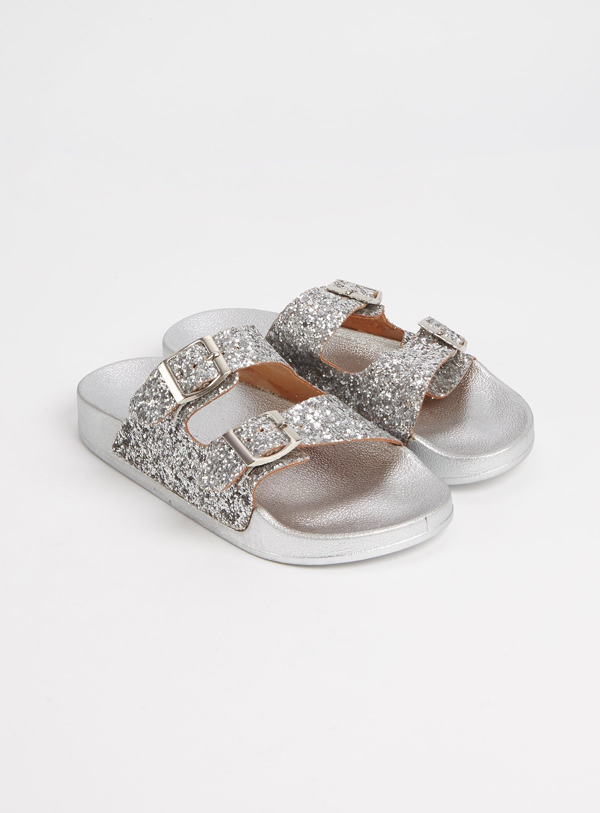 double buckle glitter sandals