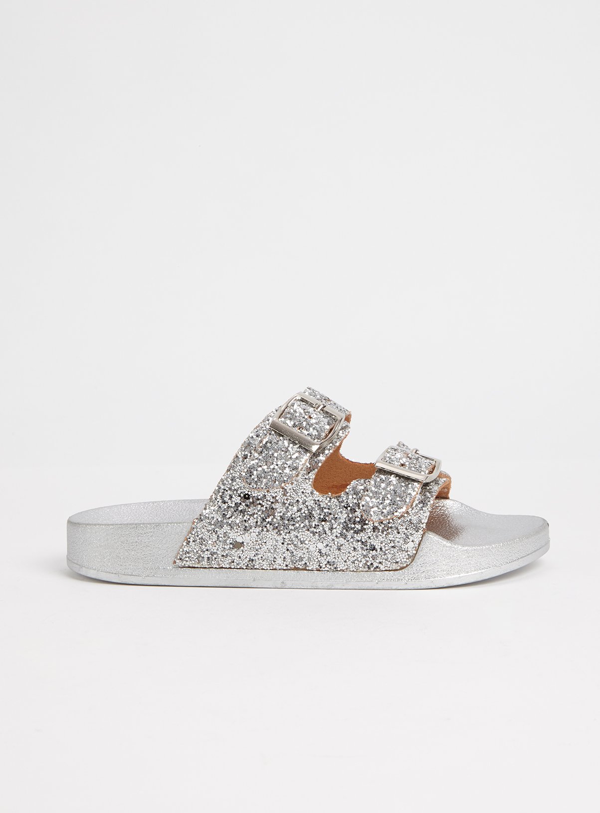 Silver Glitter Buckle Sliders Review