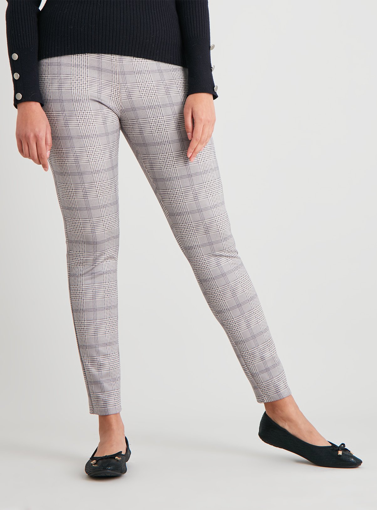 Grey Check Print Leggings - 18 - Image 1 thumbnail