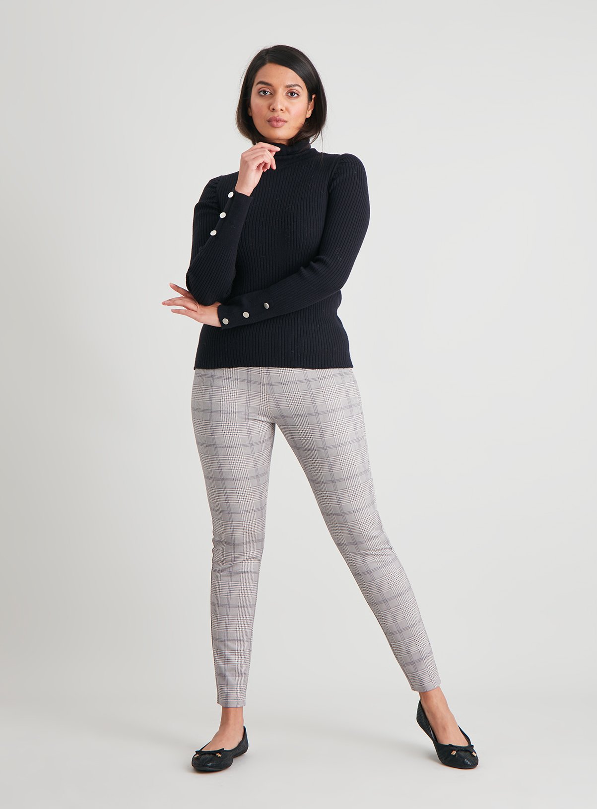 Grey Check Print Leggings - 18 - Image 2 thumbnail