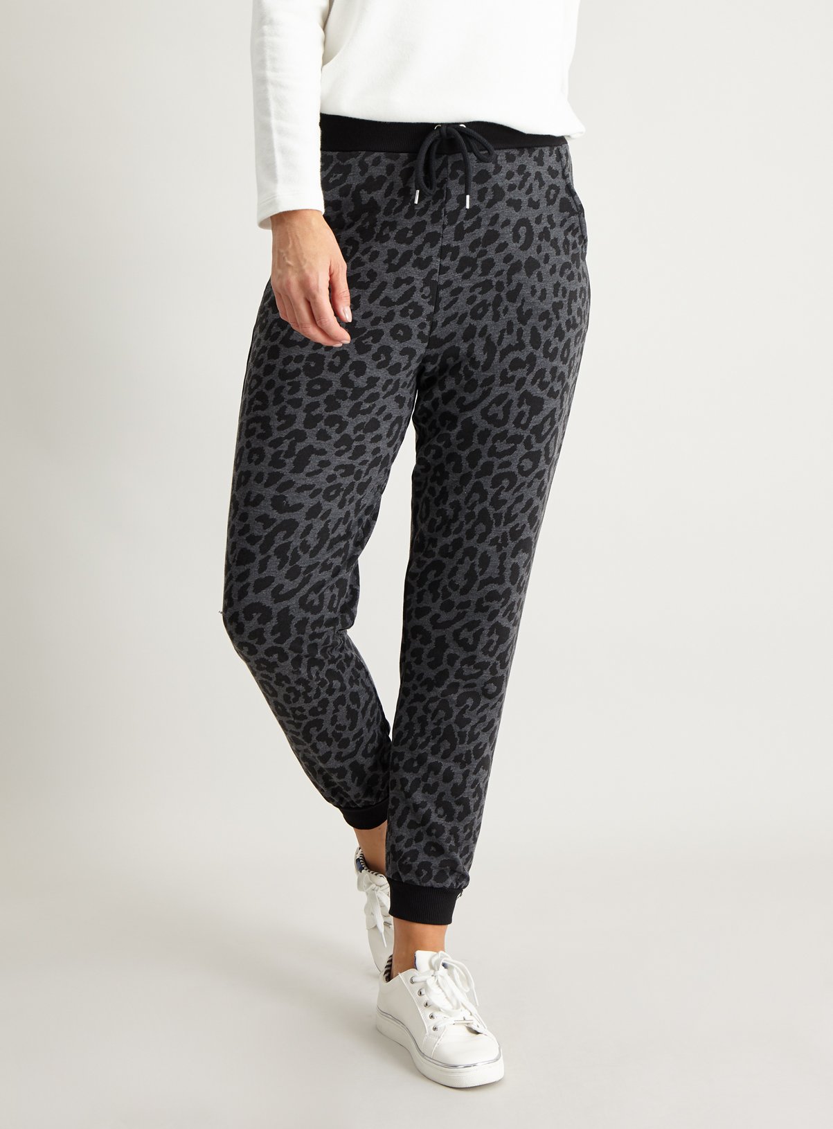 black leopard print joggers