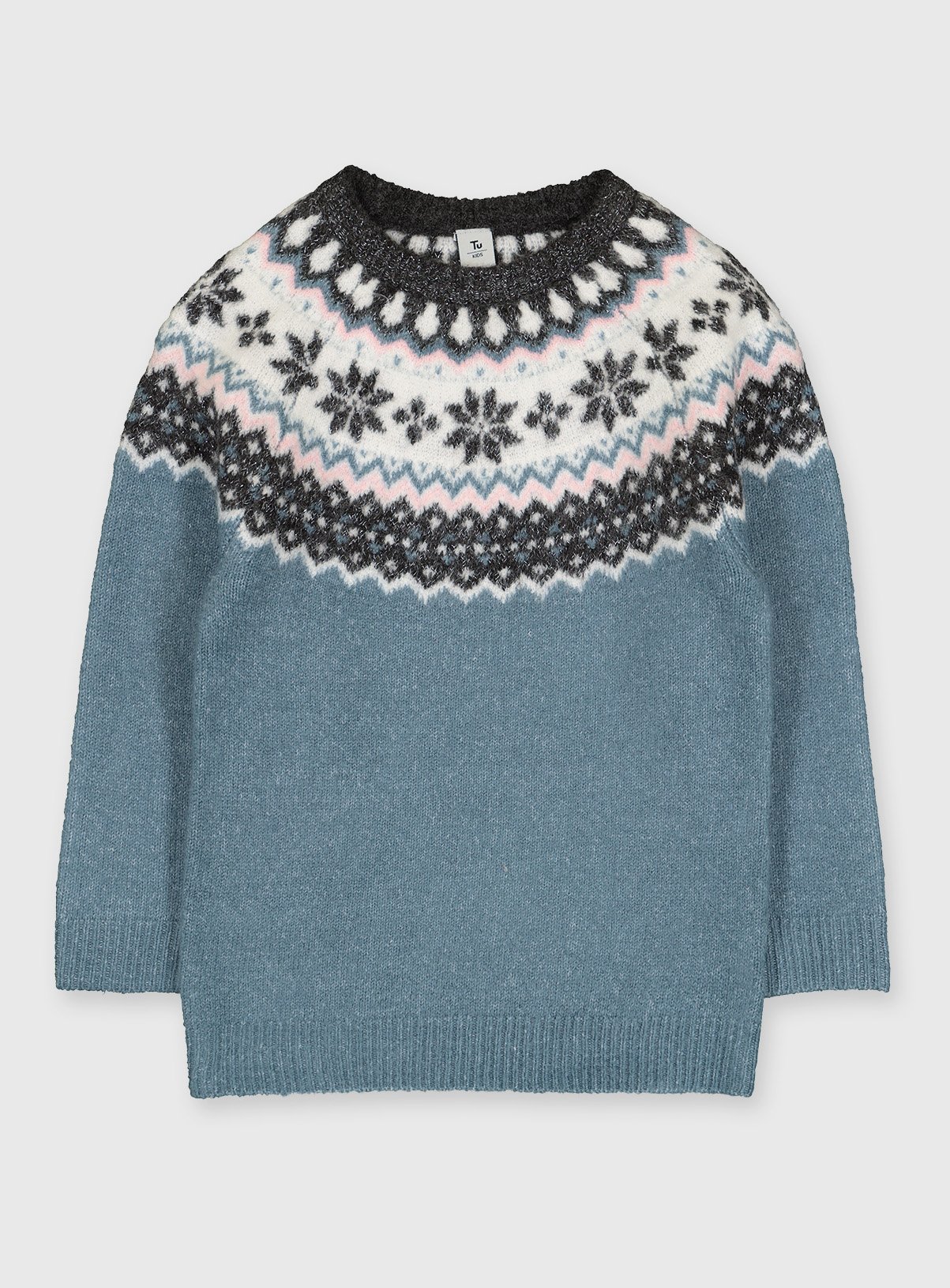 blue knitted jumper