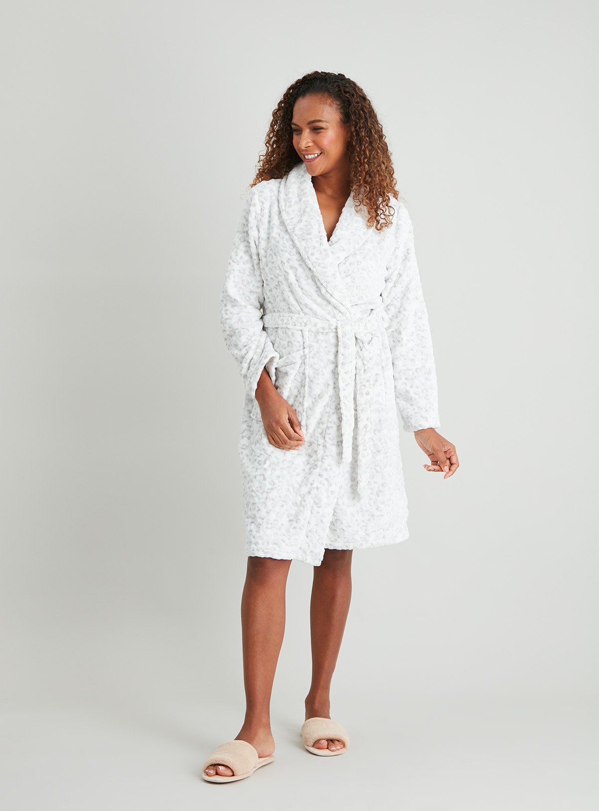 grey leopard print dressing gown