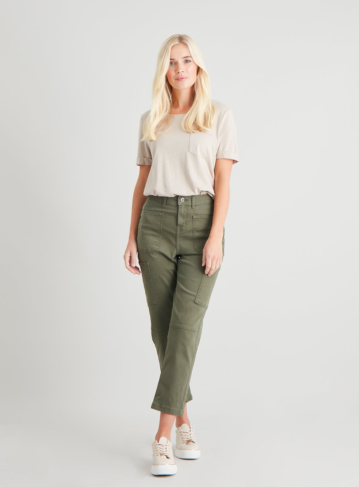 ladies khaki utility trousers