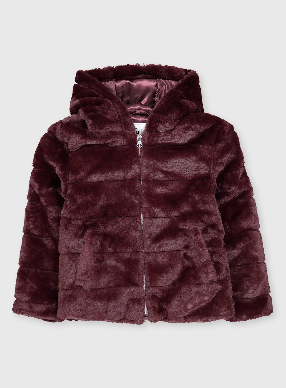 burgundy faux fur jacket