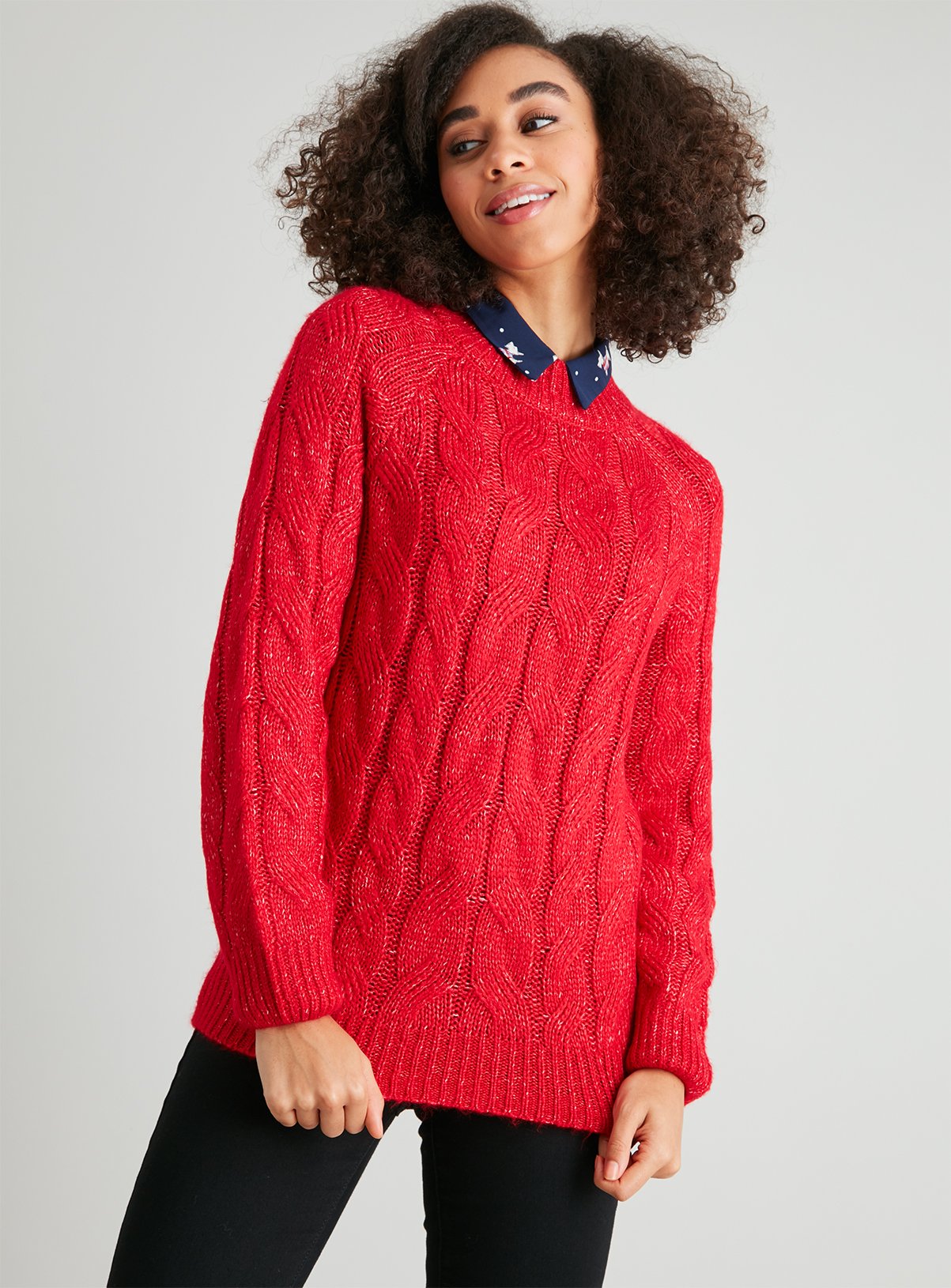red knitted jumper womens