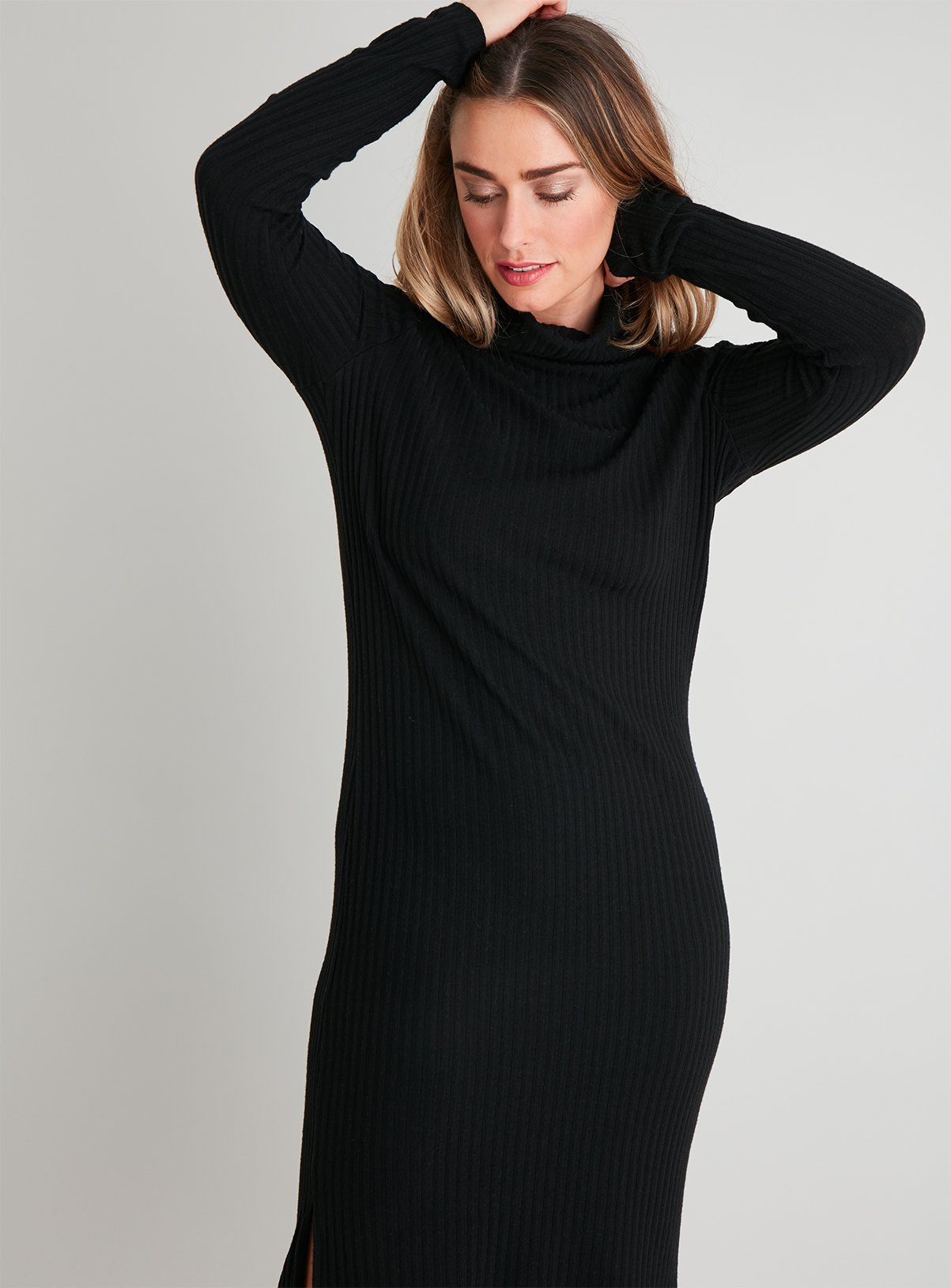 ribbed roll neck dress